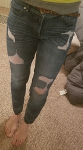 Express high rise distressed jeans